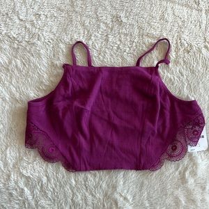 New FREE PEOPLE Open Back Lace Bralette Top in Purple Size XS